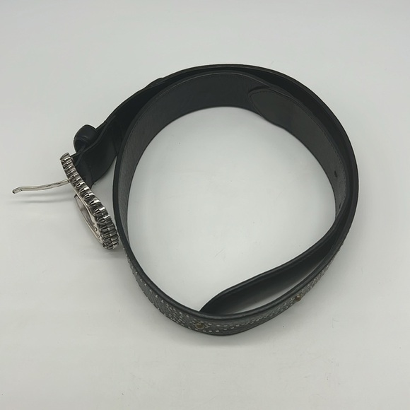 Brighton - Black Leather Silver And Gold Embellishment Design Buckle Belt Size L - Picture 7 of 9